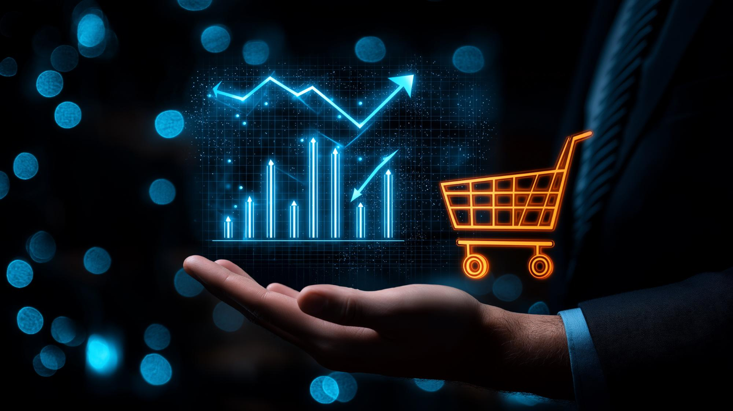 Free ecommerce analytics - growth chart with shopping cart