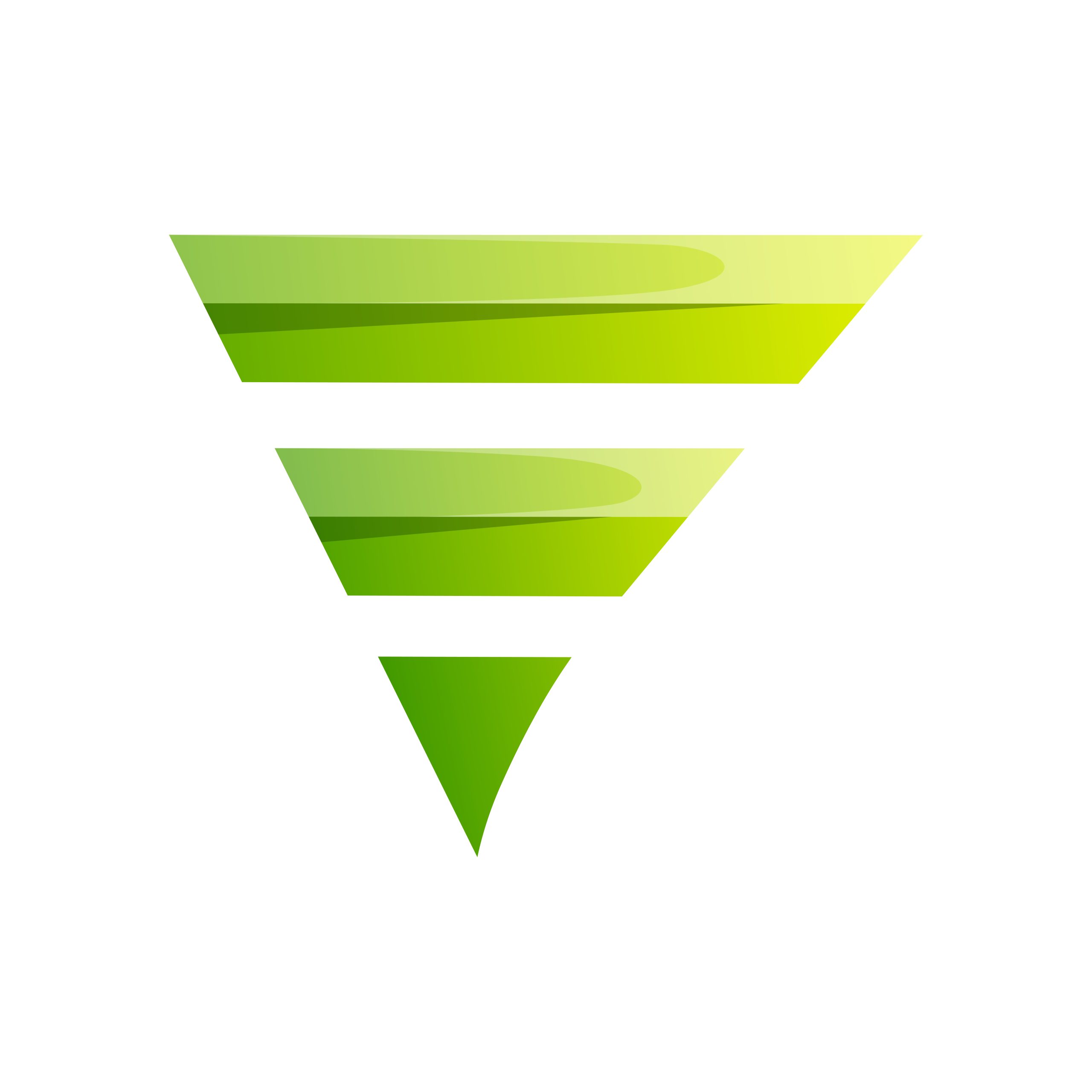 Data minimalism simple green funnel showing essential metrics only